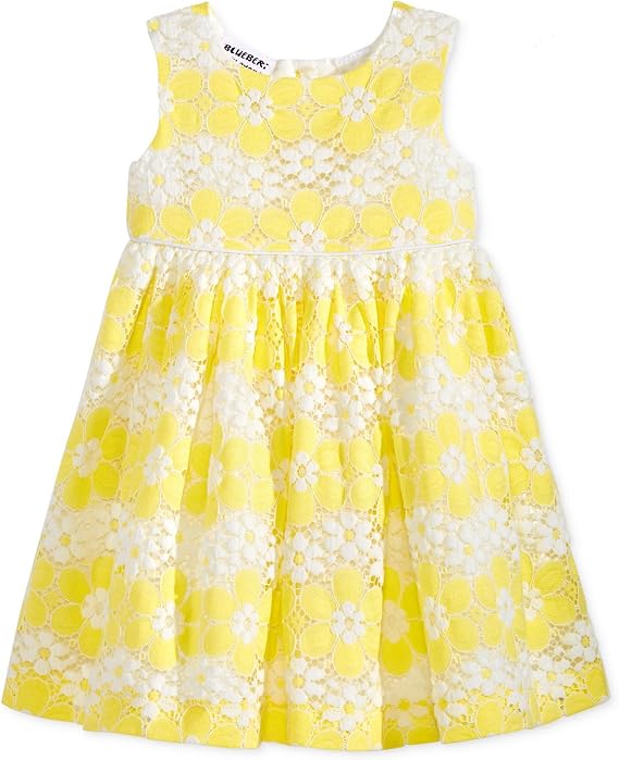 Blueberi Boulevard Baby Girls' FloralLace Dress Yellow