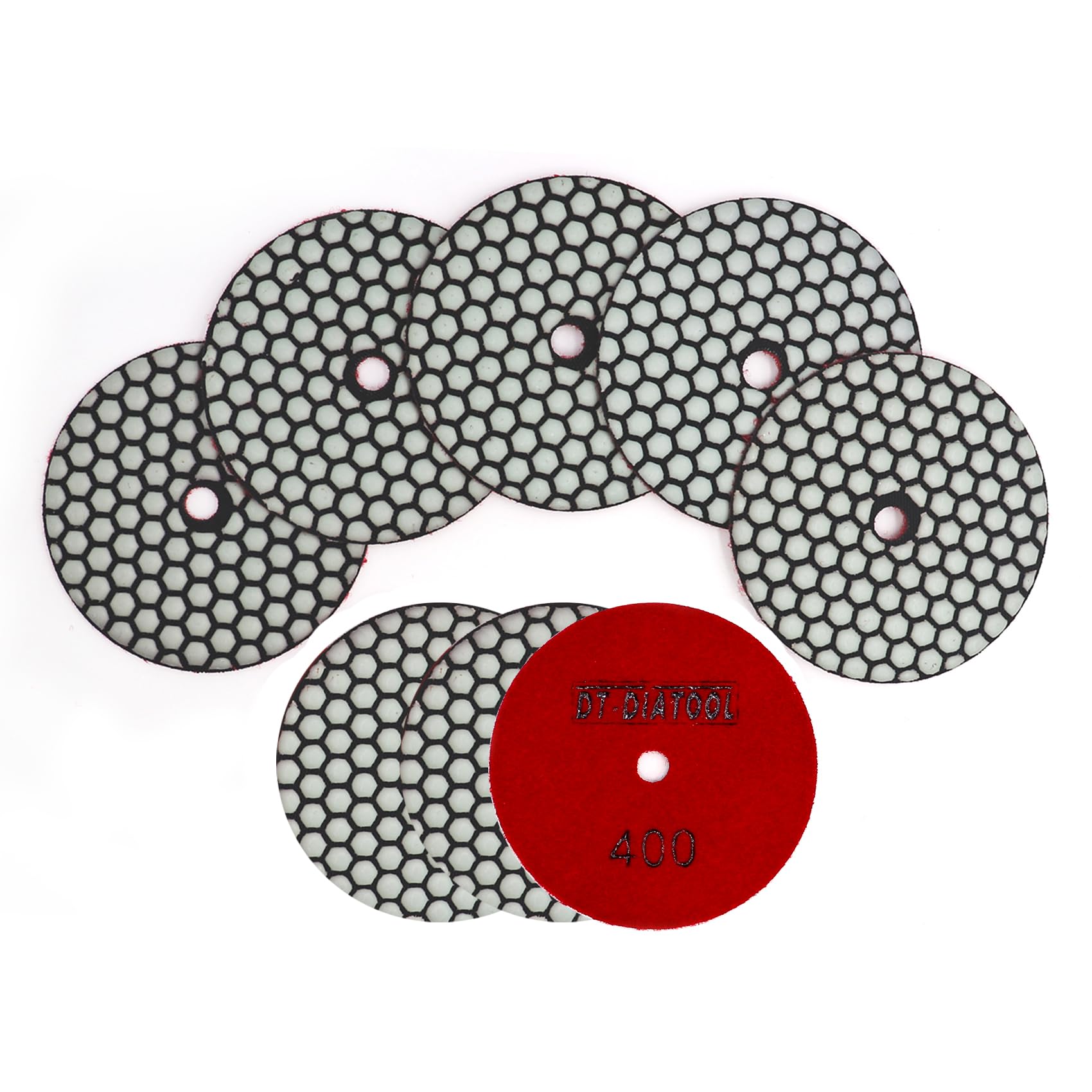 DT-DIATOOL Dry Diamond Polishing Pads 4 Inch/100mm 8PC #400 for Granite Marble Ceramic