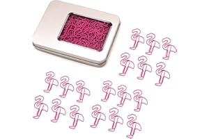 NELJIBEHU 60 Pcs Flamingo Paper Clips, Flamingo Office Supplies Desk Accessories, Cute Flamingo Stationery for School