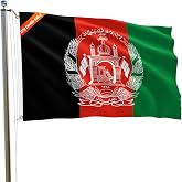 Double Sided Afghanistan Flag 3x5FT Afghans Flag 3Ply Bright Colors Fade Proof Polyester with 2 Brass Grommets Indoor Outdoor