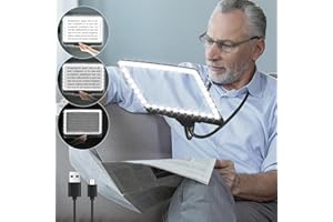 TOCBIU Rechargeable 5X Hands Free Magnifying Glass for Reading Large Full Book Page Magnifier for 43 Ultra-Bright LEDs Light Flexible Gooseneck Magnifier for Neck Wear Seniors Repair Sewing Cross Work