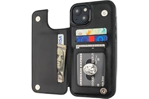 Onetop Compatible with iPhone 15 Plus Wallet Case with Card Holder, PU Leather Kickstand Card Slots Case, Double Magnetic Clasp and Durable Shockproof Cover 6.7 Inch (Black)