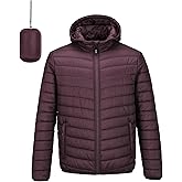 Outdoor Ventures Men's Lightweight Packable Hooded Puffer Jacket Insulated Winter Coat for Snow Ski Traveling