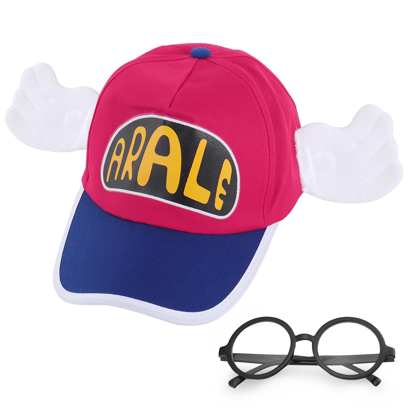 Mprocen Arale-chan Hat, Ara-chan Cosplay Tool, Cap, Christmas Cosplay, Costume, Cap, One Size Fits Most, For Adults/Children, 2-Piece Set (Hat + Glasses)