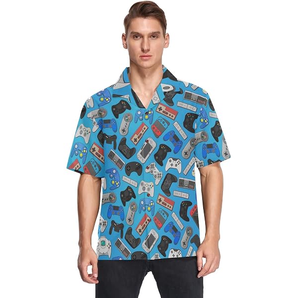 Visesunny Men's Statue Of Liberty Hawaiian Shirt - Short Sleeve Button Down, Multicolor, Size Medium