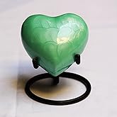 Heart Keepsake Urn for Human Ashes - High Gloss Cremation Urn with Stand and Velvet Bag, Perfect for Adults & Infants (Sea Green)
