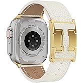 Genuine Leather Band Compatible with Apple Watch 49mm 46mm 45mm 44mm 42mm for Men,Leather Replacement Strap with Magnetic Buckle for iWatch Ultra 3 2 1 Series11 10 9 8 7 6 5 4 SE 3 2 1