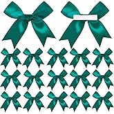 50 Pieces Gift Wrap Bows Premium Satin Ribbon Bows 3.3 Inch Craft Bows for Gift Wrapping DIY Treat Bags Holiday Gifts Bag Party Decorations, Wedding Decor Christmas Birthday Presents (Dark Green)