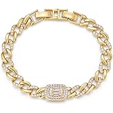 YOVIEE Bracelet for Women 14K Gold Plated Cubic Zirconia Bracelet Cuban Link Chain Bracelet Trendy Jewelry Fashion Accessories Gifts for Womens
