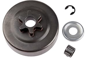Hicello Clutch Drum Sprocket kit 3/8" 6T Washer E-Clip Compatible with STIHL MS170 MS180 017 018 025 251 Chainsaw Replacement Parts with Clutch Drum and Needle Bearing Chainsaw Accessories