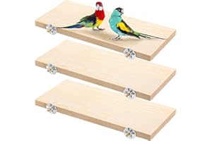 Okllen 3 Pcs Bird Perch Stand, Parrot Wood Platform, Natural Wooden Perch Toys Playground Cage for Conure, Chinchilla, Parake