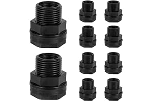 MZCVRIRU PVC 3/4 Inch Bulkhead Fitting With Plug,3/4 Inch Male GHT x 1/2 Inch Female NPT, (Garden Hose Thread), For Rain Barrels Water Tank Pond Aquarium Tubs Pools Spigot （10 Pack）
