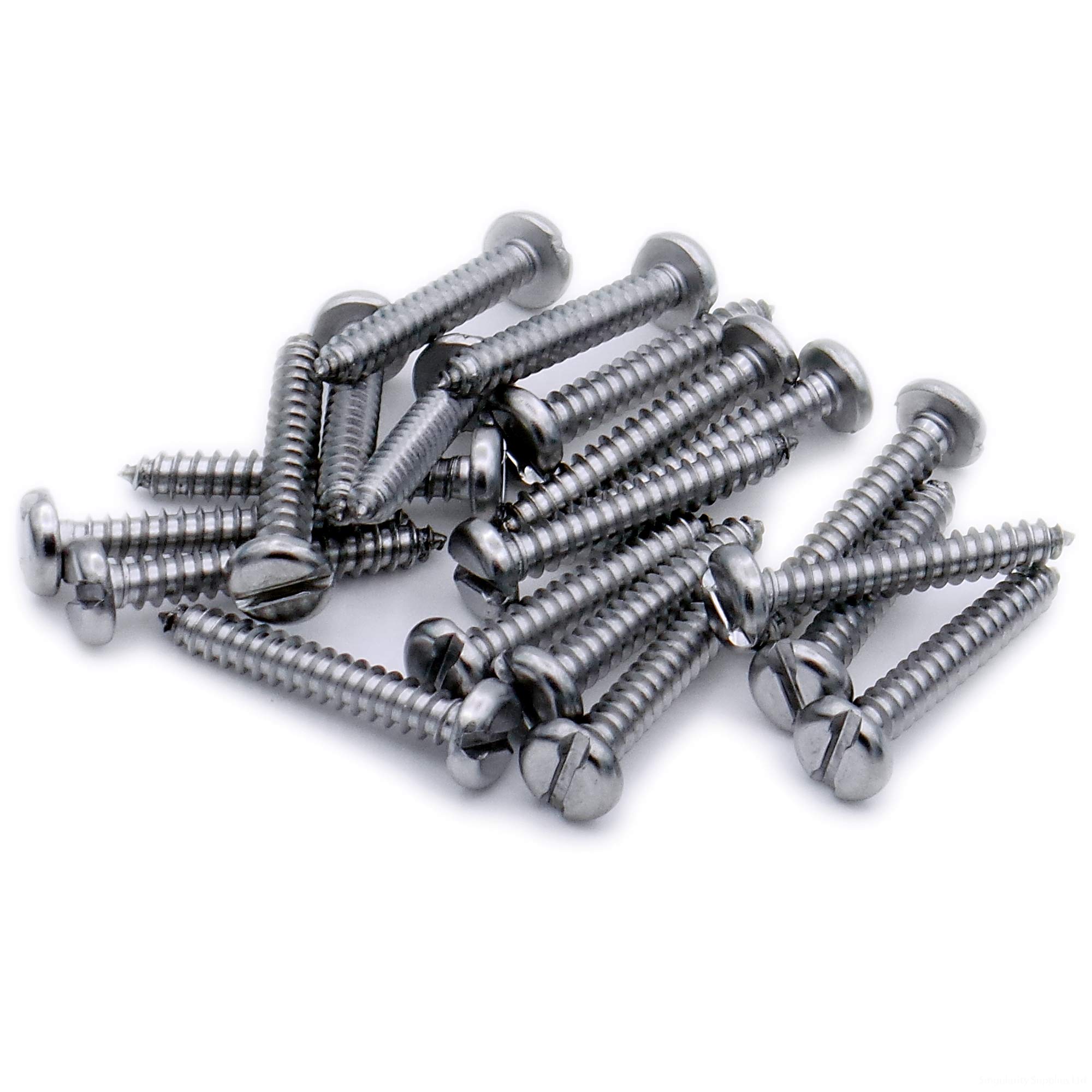 No.12 x 1 (5.5mm x 25mm) Slot Pan Self-Tapping Screw - Stainless Steel (A2) (Pack of 20)