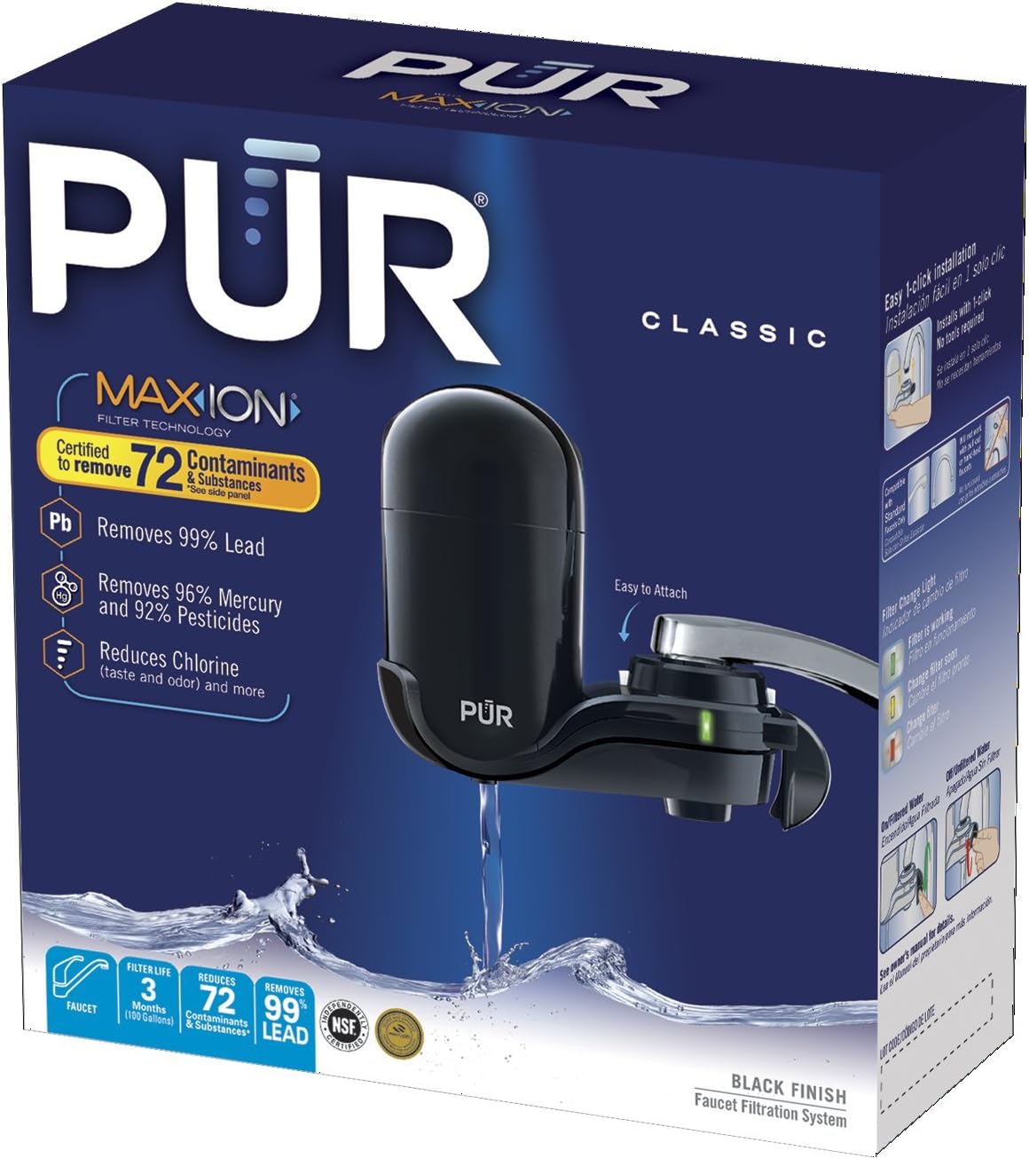 PUR FM-2000B Classic Vertical Water Filtration Faucet Mount, Black - Pur Filters - 