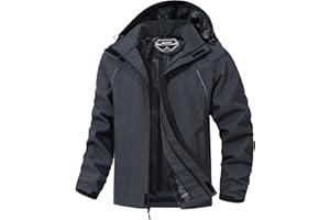 MAOYSSEN Outdoor Men's Waterproof Raincoat Windbreaker Lightweight Rain Jacket with Detachable Hood