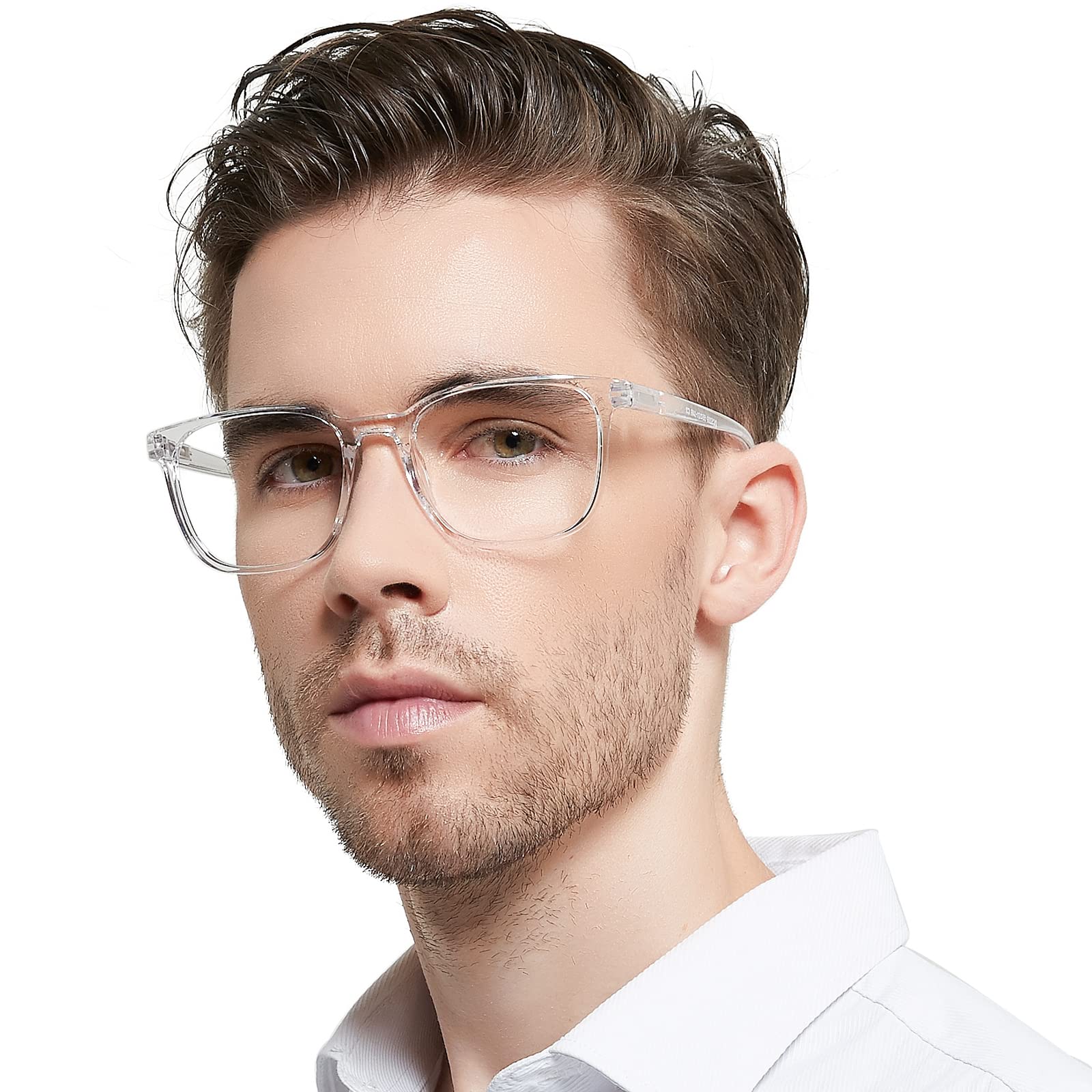 OCCI CHIARI Oversized Mens Reading Glasses Square/Rectangle Readers Glasses for Men Fashion Magnified Reading Glasses for Reading Spring Hinge(Transparent, 350)