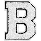 1 PCS 4.5" White Iron On Chenille Letter Patch with Black Edge – Alphabet Patches for Clothing, Jackets, Backpacks, Hats for Personalized Decor, Custom Name, and Crafts. (B)