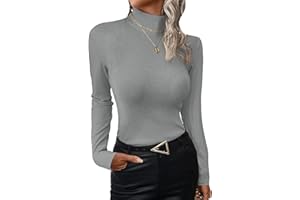 Bellcoco Women's Mock Turtleneck Long Sleeve Shirt Slim Fit Soft Thermal Underwear Tops Lightweight Base Layer Shirts
