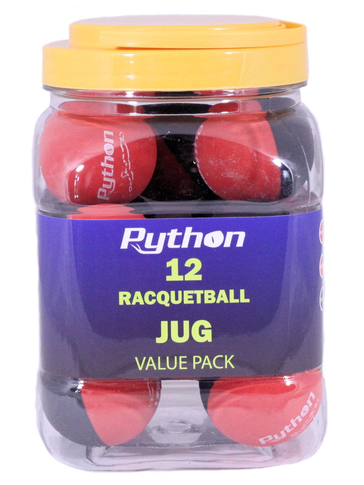 Python RG Multi Colored Racquetballs (Value Pack - 12 Ball Jug/Endorsed by Racquetball Legend Ruben Gonzalez!)