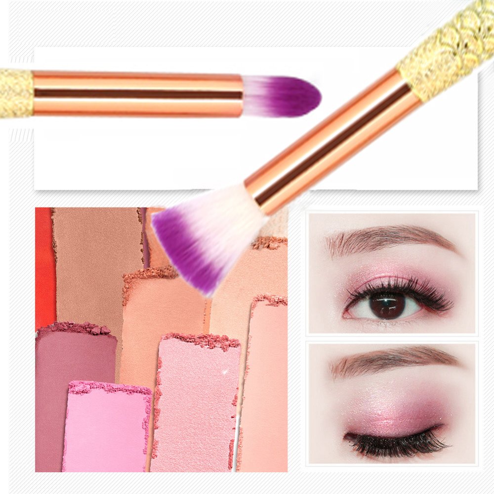 Eye Makeup Brushes 10 Pcs Mermaid Makeup Brush Set Eyeshadow Eyeliner Lip Eyebrow Blending Professional Eye Brush With Silky Soft Bristles