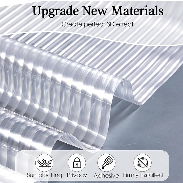 WINDIMILEY WINDOW PRIVACY FILM 3D REEDED GLASS STATIC CLINGS FLUTED FROSTED DECORATIVE WINDOW STICKERS WINTER HEAT CONTROL SUN BLOCKING FILM PEEL AND STICK ADHESIVE DOOR COVER,23.6X394IN,TRANSPARENT