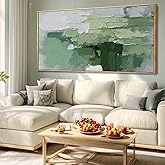 Light Green Abstract Wall Picture 29x58 Inch, Large Framed Canvas Artwork with Wooden Frame, Contemporary Textured Home Accents for Bedroom Dining Room or Hallway