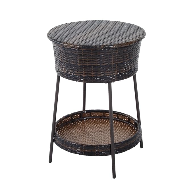 Outsunny Outdoor Patio Rattan Wicker Ice Bucket Cooler with Lid Review