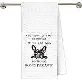 FRZSDVHNM Funny French Bulldog Kitchen Towels, Funny Retirement Gifts for Women French Bulldog Lovers, Frenchie Gifts for Women Decorative Dish Tea Hand Towels for Kitchen Bathroom, 16x24 Inches