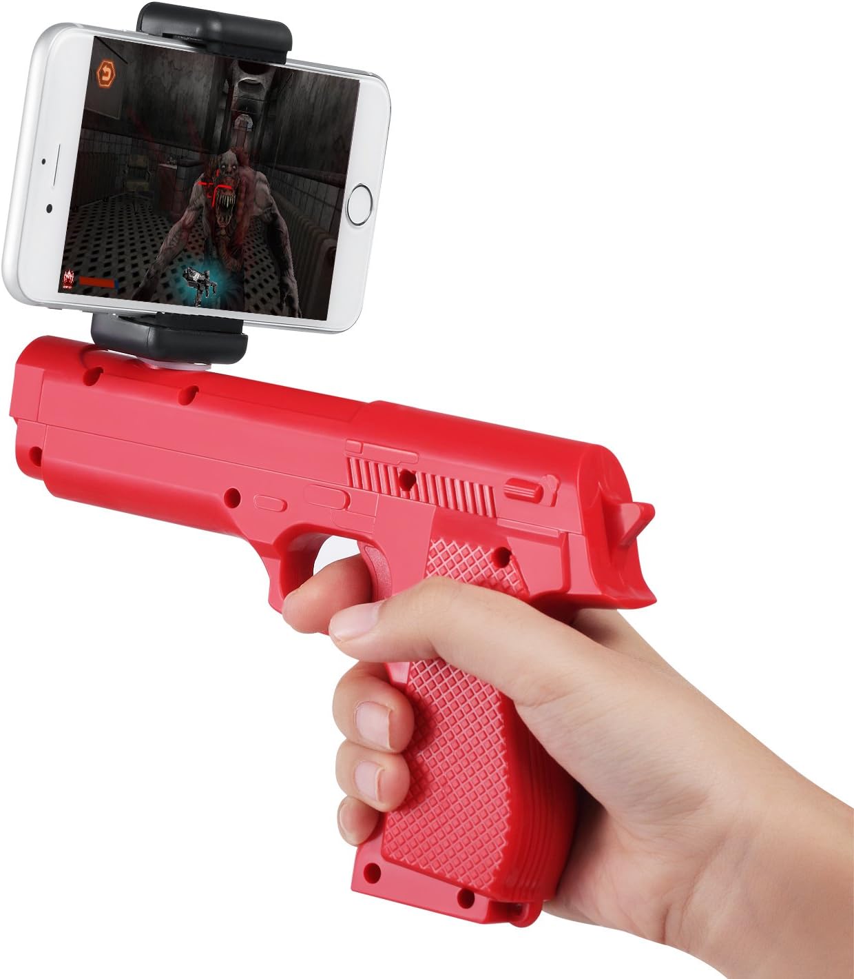 MennBir AR Shooting Game Gun Bluetooth AR Toy Gun with Cell Phone Stand Holder Move 360° 3D for iOS/Android (with Free APP)
