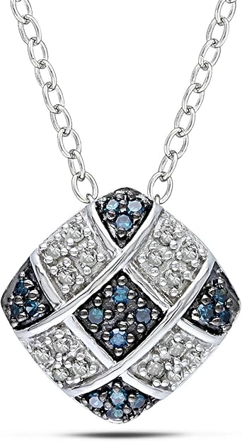 Amazon.com: Sterling Silver White and Blue Diamond Pendant (0.16 Cttw, G-H Color, I3 Clarity 