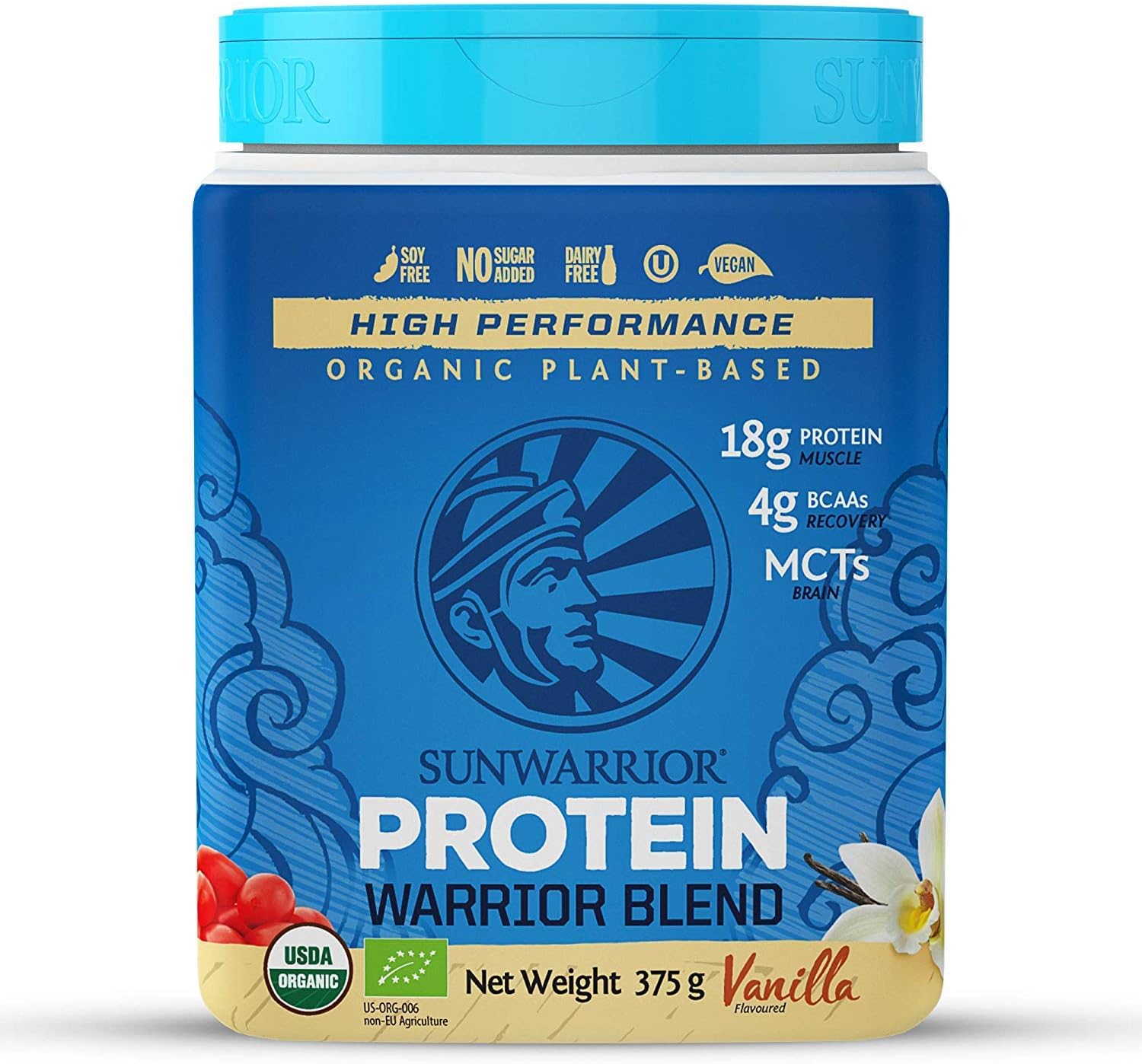 Sunwarrior Organic Plant Based Blend Vanilla Protein Powder, 375 g, 375 g (Pack of 1)