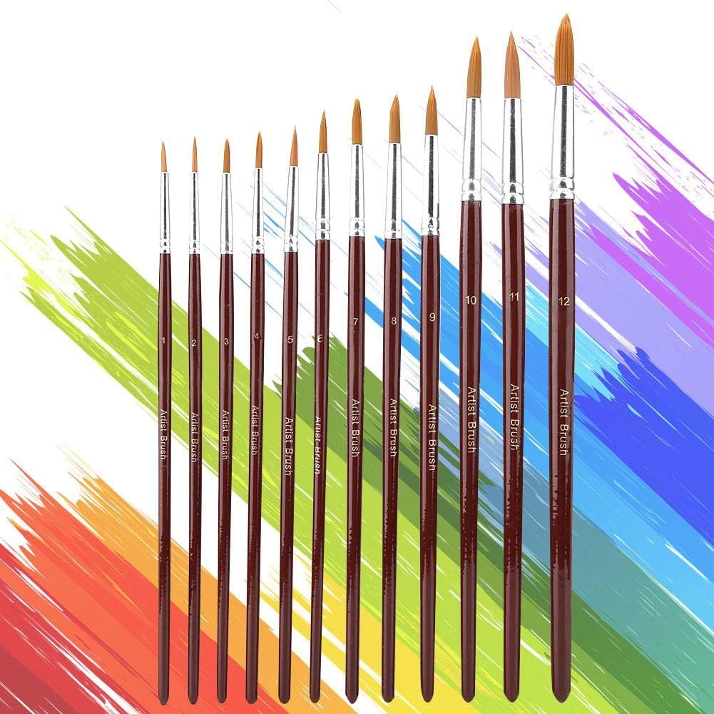 Artist Paint Brushes Set 12PCS Fine Pointed Nylon Art Painting Brushes, for Watercolor Acrylic and Oil Painting(Round tip) - Image 4