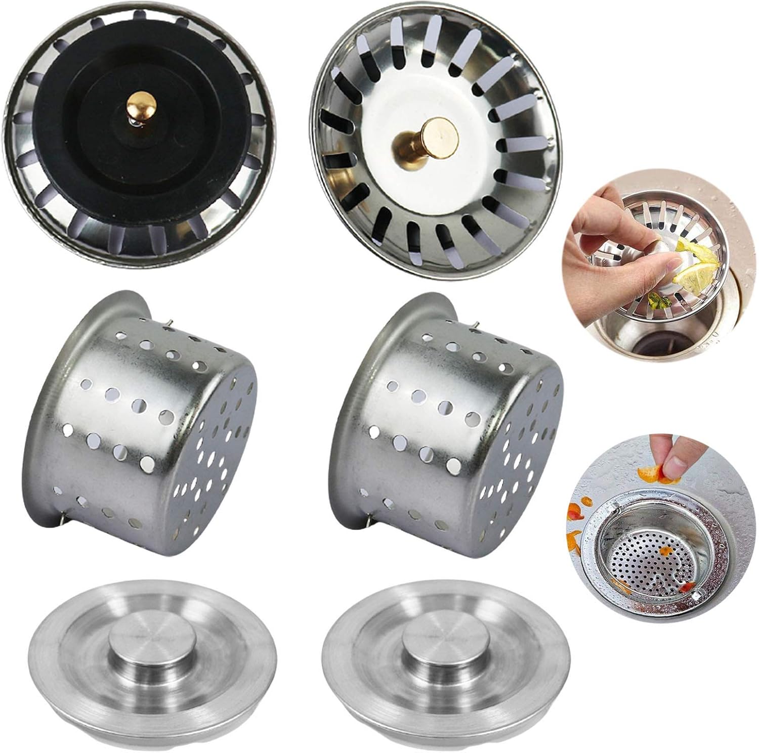 6 Pieces Kitchen Sink Strainer Basket Plug Replacement Kitchen Sink