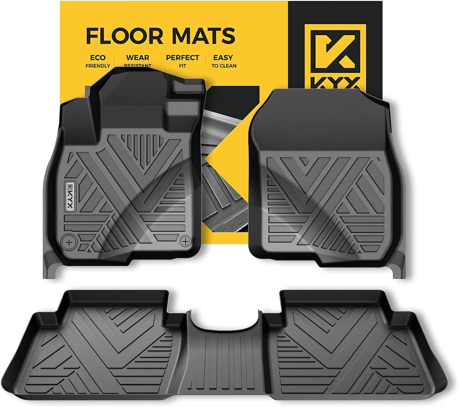 KYX Floor Mats Fit for 2017-2022 CR-V, All Weather Protection CRV Floor Liners Includes 1st and 2nd Row Front & Rear, Custom Fit Car Mats TPE Black Image