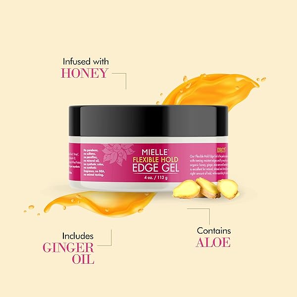 MIELLE ORGANICS HONEY & GINGER FLEXIBLE HOLD EDGE GEL, 4 OUNCES