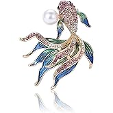 KKAMAGI Bohemian Goldfish Brooch and Pins for Women Colorful Rhinestone Enamel Koi Pin Summer Clothing Hats Accessories Jewelry Gift