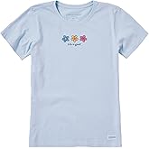 Life is Good Womens Crusher Tee Shirt, Short Sleeve Cotton Graphic T-Shirts, Three Daisies