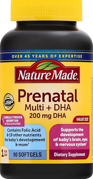 PRENATAL VITAMIN + DHA SOFTGEL WITH FOLIC ACID, IODINE AND ZINC, 90 COUNT