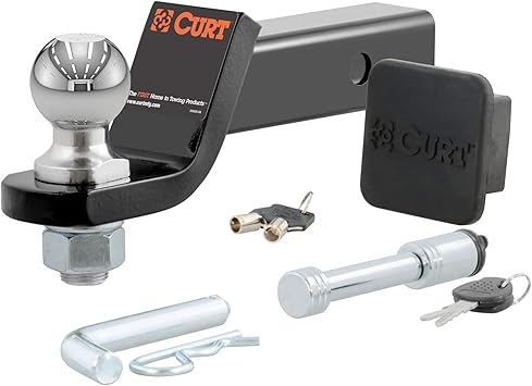 Amazon Com Curt 45534 Trailer Hitch Mount 2 Inch Ball Lock Fits 2 In Receiver 7 500 Lbs 2 Drop Cap Automotive