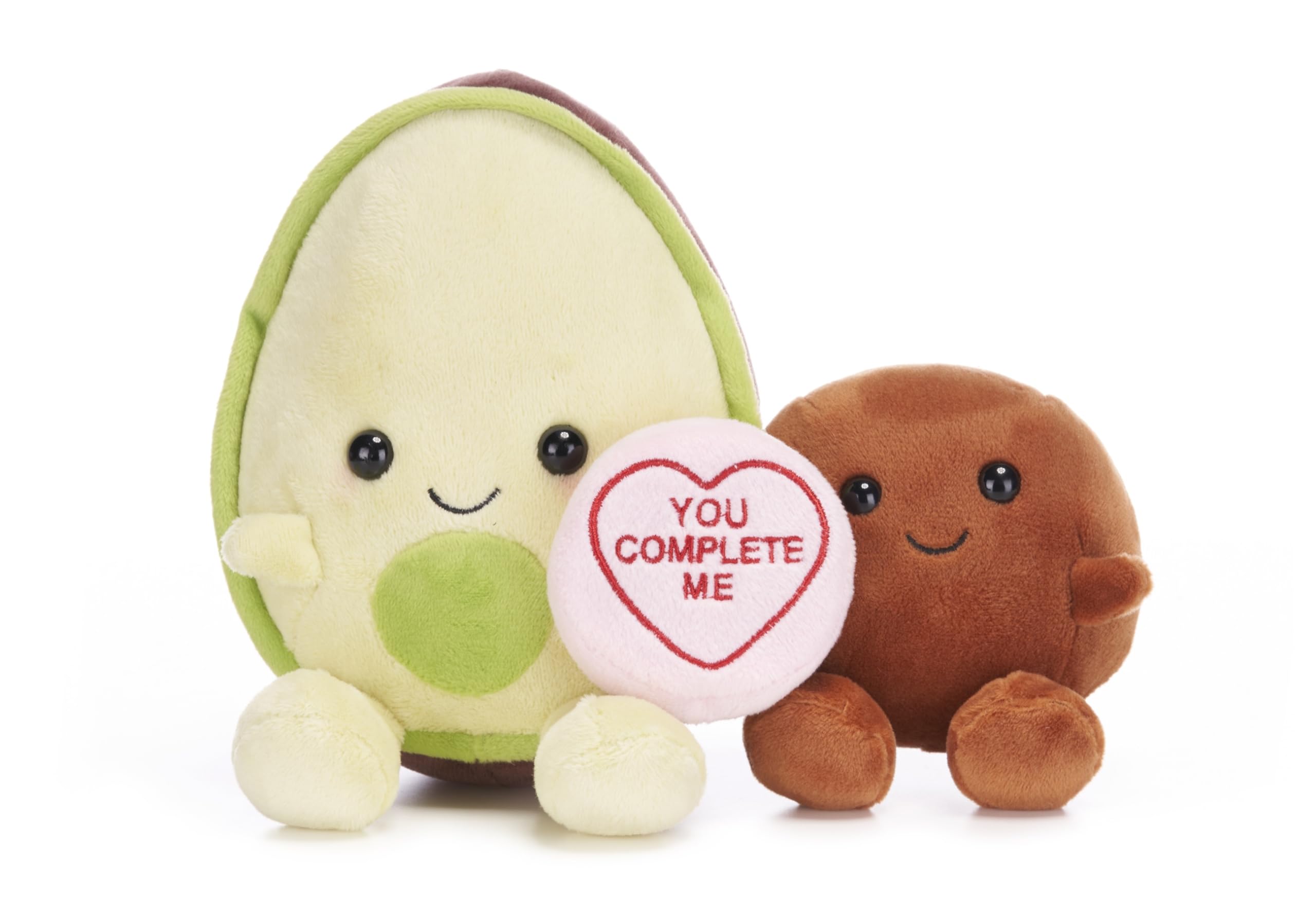 20cm Swizzels Love Hearts “You Complete Me” Avocado and Stone Plush Soft Toy Pair