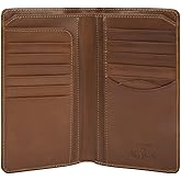 Tony Perotti Mens Italian Cow Leather Bifold Checkbook Breast Pocket Wallet in Cognac