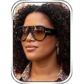 Woeoe Retro Aviator Sunglasses for Women & Men, Oversized Square Frame Classic Vintage Trendy Sun Glasses with UV Protection