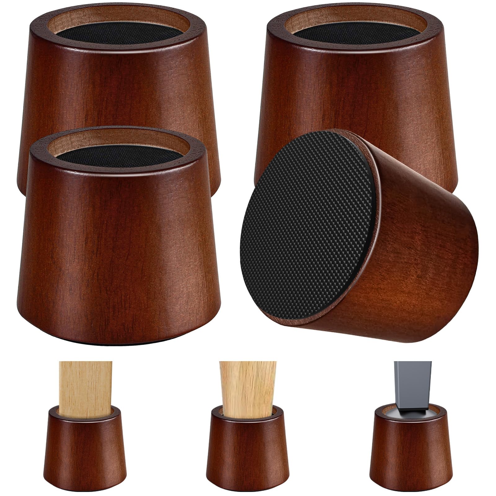 Photo 1 of KOIKEY Wooden Furniture Bed Risers - 3 Inch Circle Heavy Duty Furniture Height Extenders Lifts for Sofa Couch Desk Chair Table Base Raising Space, Convenient Store and Cleaning, Pack of 4