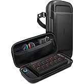 Spigen Rugged Armor Pro Carrying Pouch Case for Nintendo Switch 2 (2025), Protective Portable EVA Hard Shell, Pockets for Accessories, 6 Game Cartridges, Charger Storage Bag & AirTag Holder – Black