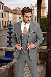Aowdoy Men's Suits 3 Piece Slim Fit Tuxedo Suit One