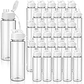 Maxcheck 30 Pieces Water Bottle Bulk 17 oz Plastic Sports Water Bottles Bulk with Handle Strap Lightweight Leakproof Drink Flip Top for Adults Fit Gym(Classic Style,White)