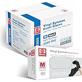 Jointown Vinyl Exam Gloves- 4 mil Safty Glove Latex-Free & Powder-Free, SGBE 8002 Synmax Disposable Medical Glove Medium (Case of 1000, Black)