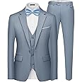 MAGE MALE Men's 3 Pieces Suit Elegant Solid One Button Slim Fit Single Breasted Party Blazer Vest Pants Set