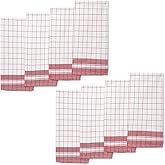 Folkulture Christmas Kitchen Towels Set of 8 | 100% Cotton Dish Towels with Hanging Loop | 28" x 20" Tea Towels for Holiday Kitchen Décor – Heritage Red Decorative Dish Towels for Christmas Dining