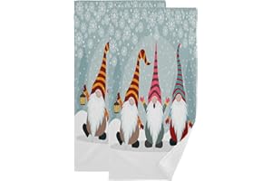 Wamika Christmas Cute Gnomes Hand Bath Towel Winter Snow Snowflake Kitchen Bathroom Faucet Towel Xmas Tree Snowman Fingertip Towel Set Highly Absorbent SPA Gym Guest Shower Towels 16x30 Inch